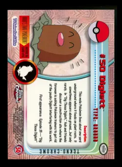 TEKNO Diglett #50 Topps Chrome 2000 Series 1 T.V Holo Pokemon Card TCG - Image 2