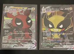 Pikachu Deadpool & Pikachu Wolverine Custom NON-TCG Holo Cards - Image 1