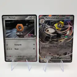 Melmetal ex 105/142 + Meltan 102/142 Stellar Crown Stamped Promo Card NM Pokemon - Image 1