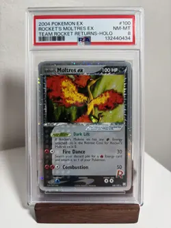 Rocket's Moltres EX #100 Pokemon Team Rocket Returns PSA 8 - Image 1