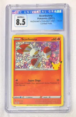 Pokemon Scorbunny McDonald's Collection 2021 Confetti Holo Promo #16 CGC 8.5 - Image 1