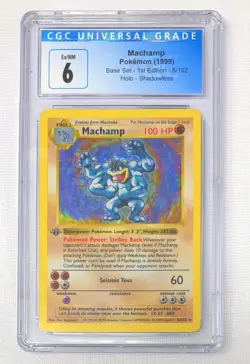 1999 Pokemon Base Set Shadowless 1st Edition Holo Machamp #8 CGC 6 EXMT - Image 1