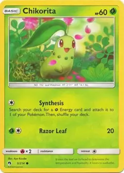 Pokemon Chikorita - 5/214 - Common NM-Mint Lost Thunder - Image 1