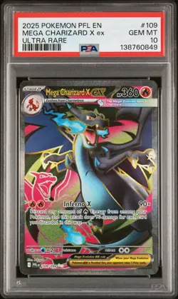 2025 Pokemon PFL Mega Charizard X EX ULTRA RARE #109 PSA 10 - Image 1