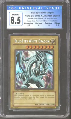 Yu-Gi-Oh 02 Tin Reverse Foil Error Blue-Eyes White Dragon BPT-003 CGC 8.5 YuGiOh - Image 1