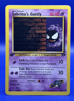 Pokemon Card 1st Edition Sabrina’s Gastly 93/132 Gym Heroes Common LP - Image 1