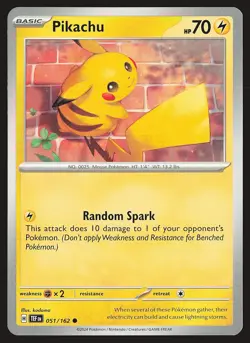 SV05: Temporal Forces Pikachu #051/162 Common Pokemon Card - Image 1