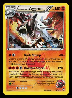 Team Magma's Aggron 14/34 Holo Rare Double Crisis Pokemon Card - Image 1