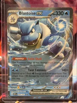 Blastoise EX # 9/165 Scarlet & Violet Pokemon 151 Holo TCG Card NM - Image 1