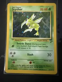 Pokemon TCG Scyther Base Set 2 Holo Unlimited Rare Card 17/130 - Image 1
