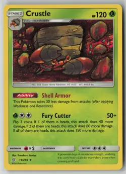 Crustle 11/236 Pokemon Unified Minds Rare Card Lightly Played (LP) 1 - Image 1