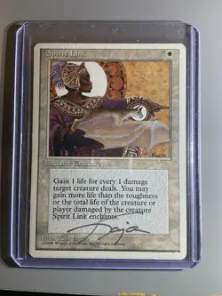 Magic The Gathering 4th Edition - Spirit Link - Signed by artist Kaja Foglio - Image 1