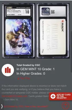 Together Forever Final Fantasy X MTG Art Series 32/53 CGC 10 Yuna Tidus Pop 1 🔥 - Image 3