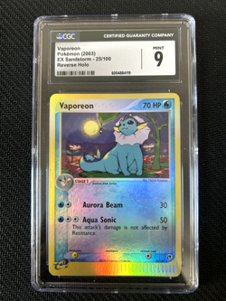 Vaporeon Pokemon 2003 EX Sandstorm 25/100 Reverse Holo CGC 9 - Image 1