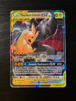 Carte Pokemon : Pikachu et Zekrom GX 33/181 Duo de Choc Francaise - Image 1