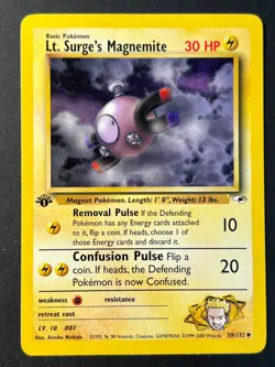 Lt. Surge's Magnemite 50/132 1st Edition Gym Heroes Pokemon Card LP - Image 1