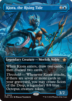 x1 Kiora, the Rising Tide FDN Foundations MTG 309 RARE BORDERLESS M/NM 1x - Image 1