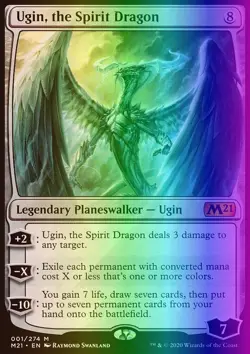 MTG Magic the Gathering Ugin, the Spirit Dragon (1/470) Core Set 2021 NM FOIL - Image 1
