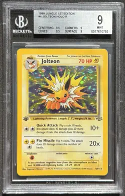 Pokemon BGS 9 1st Edition Jungle Jolteon Holo Rare (4/64) MINT - Image 1