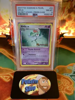 2007 Pokemon Diamond & Pearl Secret Wonders Kirlia 53/132 Prerelease - PSA 8 - Image 1