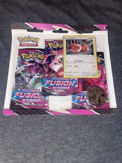 2021 Pokemon TCG Sword & Shield Fusion Strike 3-Pack Blister Espeon SEALED Cards - Image 1