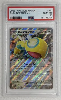 2025 Pokemon JTG EN Dudunsparce ex #121 PSA 10 Gem Mint 🌶🥵 - Image 1