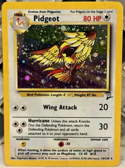 Pokemon TCG Pidgeot 014/130 Base Set 2 Holo Rare. Lightly Played. 2000 WOTC - Image 1