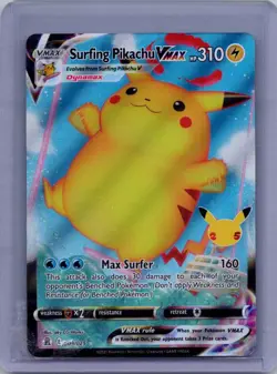 Surfing Pikachu VMAX 009/025 Pokemon TCG Celebrations Sword Shield Rare Card NM - Image 1