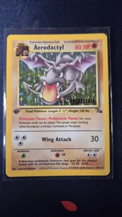 Aerodactlyl 1/62 Prerelease Fossil Set Holo WOTC Pokemon Card - Image 1