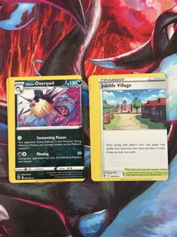 X2 MISCUT Pokemon Cards 090/189 & 148/189 Astral Radiance (Overqwil & Jubilife) - Image 1