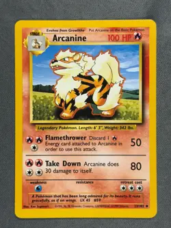 Arcanine 23/102 - Pokemon 1999 Ucommon Stage 1 Base Set Series Card NM - Image 1
