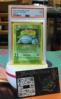 Pokemon Venusaur Holo Base Set II 2 18/130 2000 Game Card #18 PSA 7 NM Near Mint - Image 1