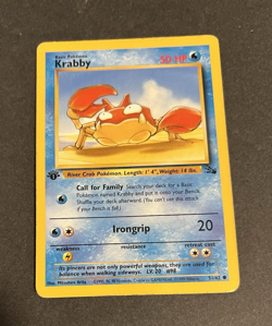 1st Edition Krabby 51/62 Fossil Set - Common Pokemon Card - NM/Mint - Image 1