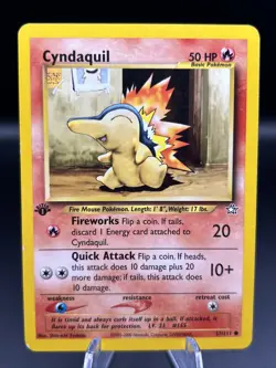 CYNDAQUIL - 2000 Pokemon TCG 57/111 Neo Genesis 1st Edition Common Card - LP - Image 1