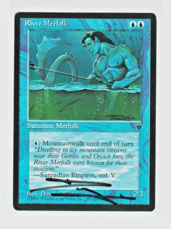 Magic the Gathering ~ 1x River Merfolk ~ M/NM ~FALLEN EMPIRES~ Signed by Artist - Image 1