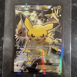 POKEMON TCG PIKACHU EX XY124 FULL ART 2016 HOLO BLACK STAR PROMO CARD NM/LP - Image 1
