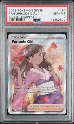 2022 POKEMON SWORD & SHIELD SILVER TEMPEST #190 FULL ART/FURISODE GIRL PSA 10 - Image 1