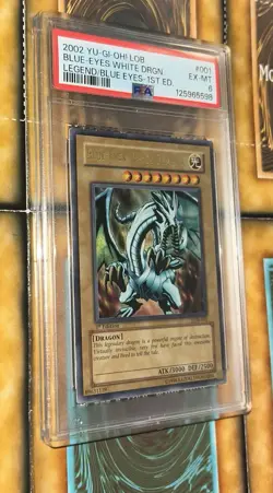 Yu-Gi-Oh! Blue-Eyes White Dragon LOB-001 1ST EDITION GLOSSY - NA ENGLISH - PSA 6 - Image 3