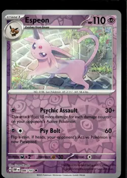 Pokemon Espeon 086/197 Obsidian Flames Reverse Holo Uncommon 5 Card Lot - Image 1