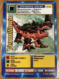 DIGIMON ST-104 Vermilimon Swedish Promo Card TCG Rare Bandai Played - Image 1