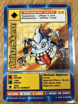 DIGIMON ST-92 PlatinumSukamon Swedish Promo Card TCG Rare Bandai Played - Image 1