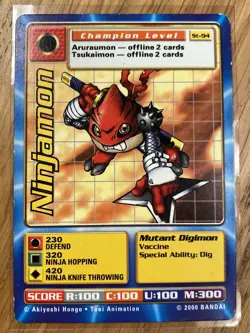 DIGIMON ST-94 Ninjamon Swedish Promo Card TCG Rare Bandai Played - Image 1