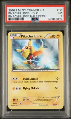 2016 POKEMON XY TRAINER KIT PIKACHU LIBRE HALF DECK #30 PIKACHU LIBRE-HOLO PSA 7 - Image 1