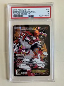 2015 Pokemon XY Team Magma’s Groudon EX Double Crisis PSA 5 Full Art - Image 1