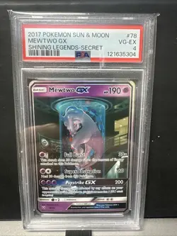 2017 POKEMON SUN & MOON SHINING LEGENDS SECRET #78 MEWTWO GX PSA 4 - Image 1