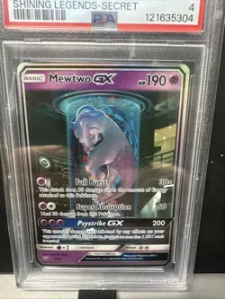 2017 POKEMON SUN & MOON SHINING LEGENDS SECRET #78 MEWTWO GX PSA 4 - Image 2