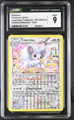 CGC 9 Cinccino Legendary Treasures RC19/RC25 Radiant Collection Holo Pokemon - Image 1