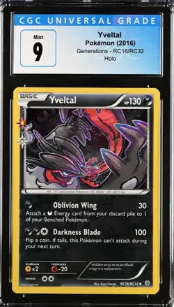 Pokemon 2016 Generations Radiant Collection Yveltal Holo CGC 9 RC16 - Image 1