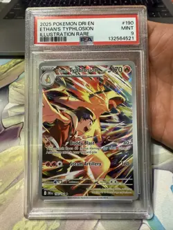 2025 POKEMON DRI DESTINED RIVALS 190 ETHAN'S TYPHLOSION ILLUSTRATION RARE PSA 9 - Image 1