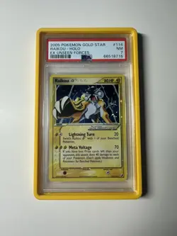 Pokemon Raikou Gold Star EX Unseen Forces Holo Ultra Rare #114 PSA 7 - Image 1